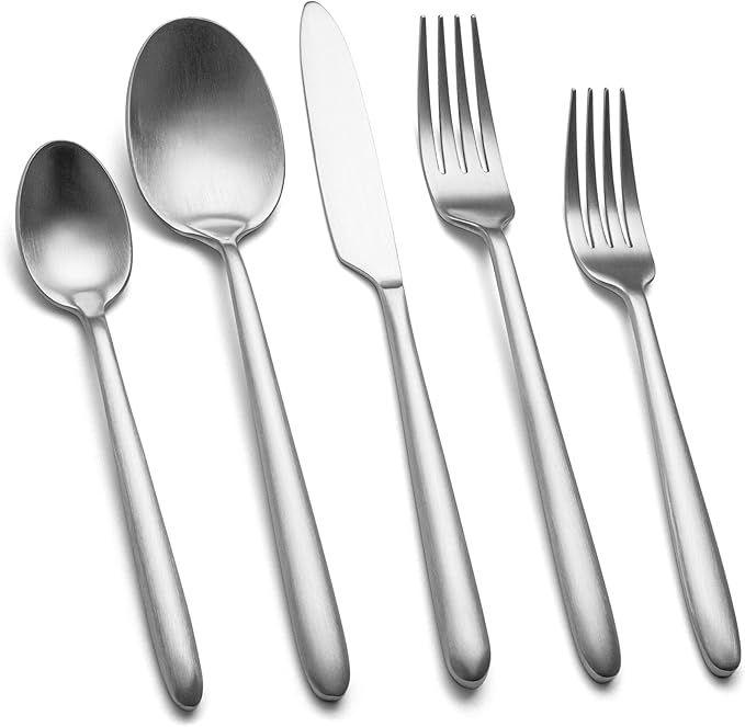 EIUBUIE Heavy Duty Silverware Set for 8, 40-Piece 18/10 Stainless Steel Flatware Set, Mirror Polished Cutlery Modern Kitchen Eating Utensil Durable Tableware Included Knife Fork Spoon, Dishwasher Safe