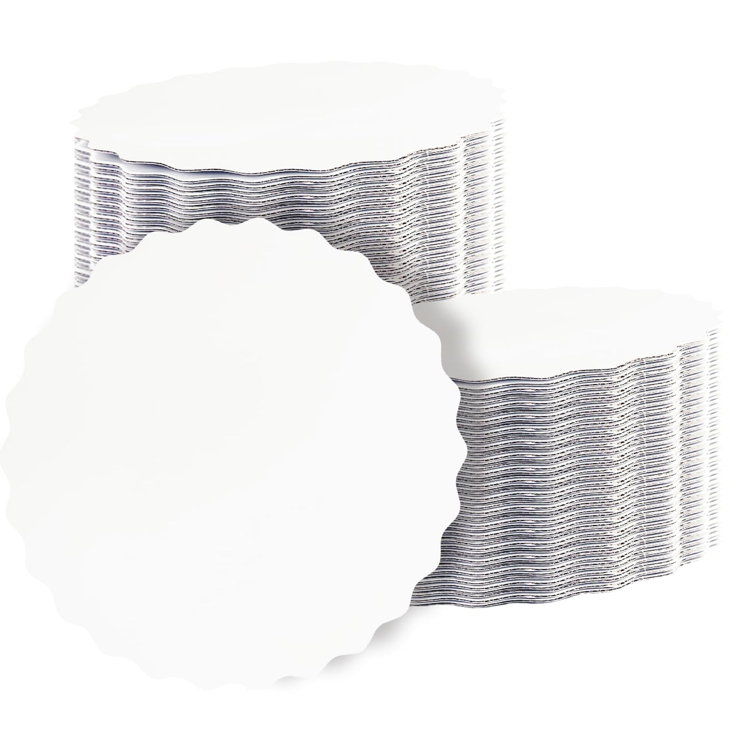 qiqee 8 Inch White Wave Cake Boards Round 15-Packs Circles Rounds Base Food-Grade Cardboard Wave Cake Plate（Thinner But Stronger）