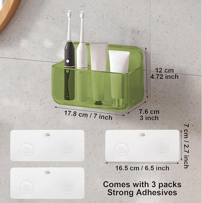 Diesisa 2pc Acrylic Wall Mount Organizer, Adhesive Cabinet Door Organizer,Acrylic Bathroom Shelves for Wall,No Drilling Hang Walls,with Self Adhesive Tape, for Bathroom, Kitchen, Living Room-Green