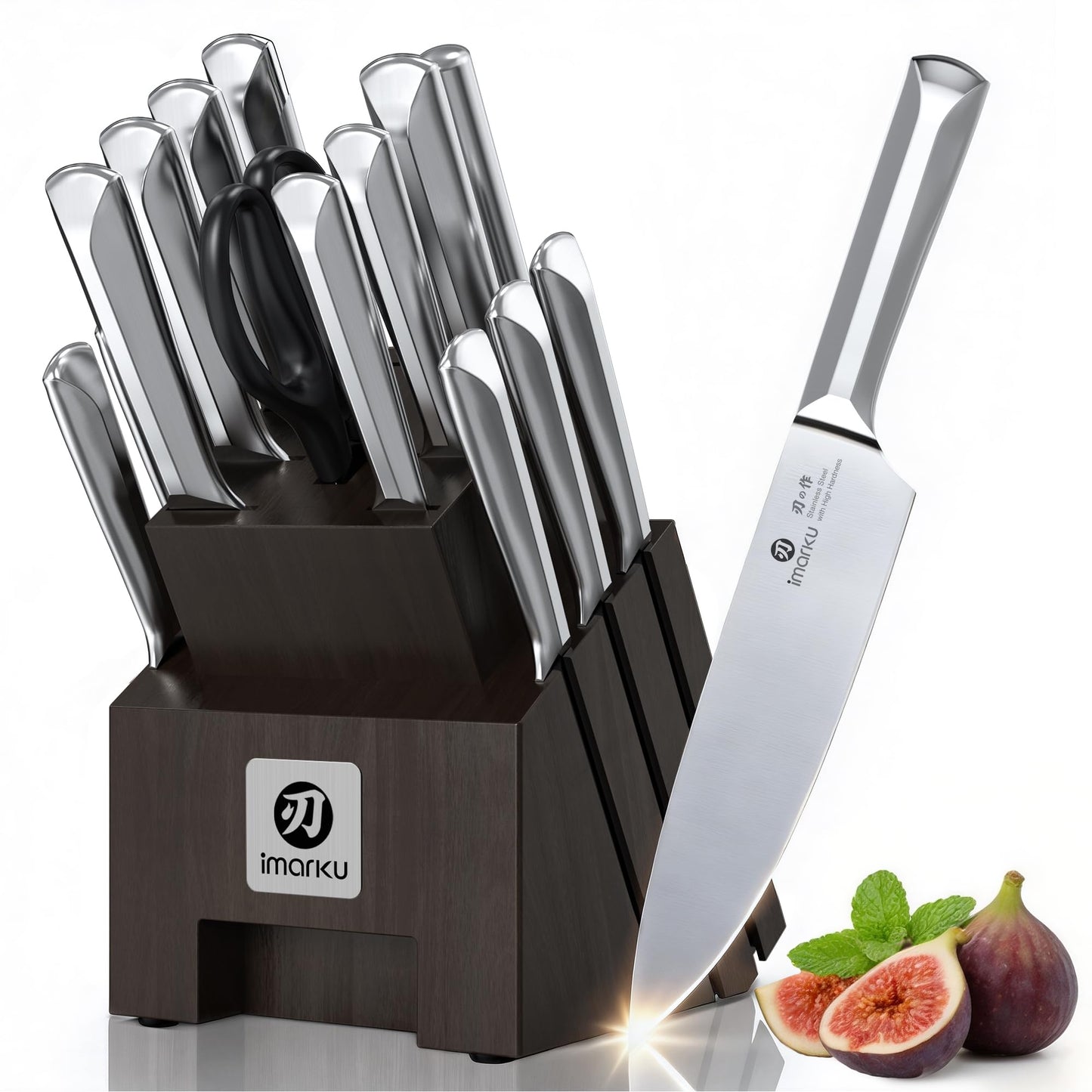 imarku 14-Piece Kitchen Knife Set, High-Carbon Stainless Steel,Pink