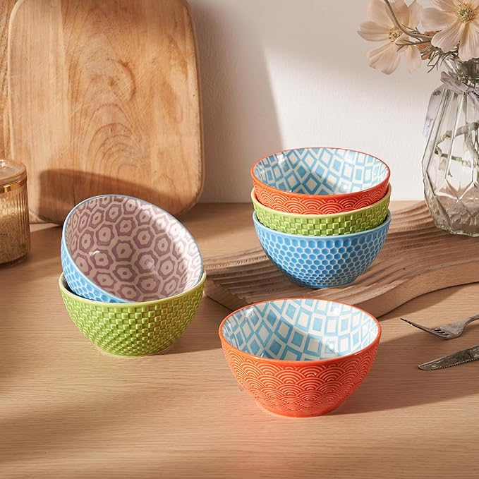 12 Oz Dessert Bowls Set of 6, 4.8" Small Porcelain Ice Cream Bowls Set