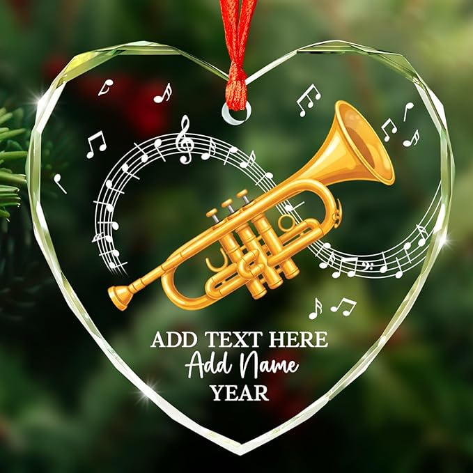 Personalized Oboist Christmas Glass Ornament 2026, Oboe Teacher Christmas Tree Ornaments, Custom Text Name & Year Oboe Ornament Gift for Student Friend, Musical Instruments Xmas Decorations