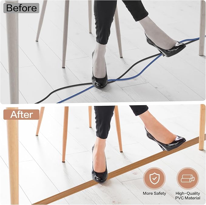 Floor Cord Cover Self Adhesive Cord Hider Floor Extension Cord Covers