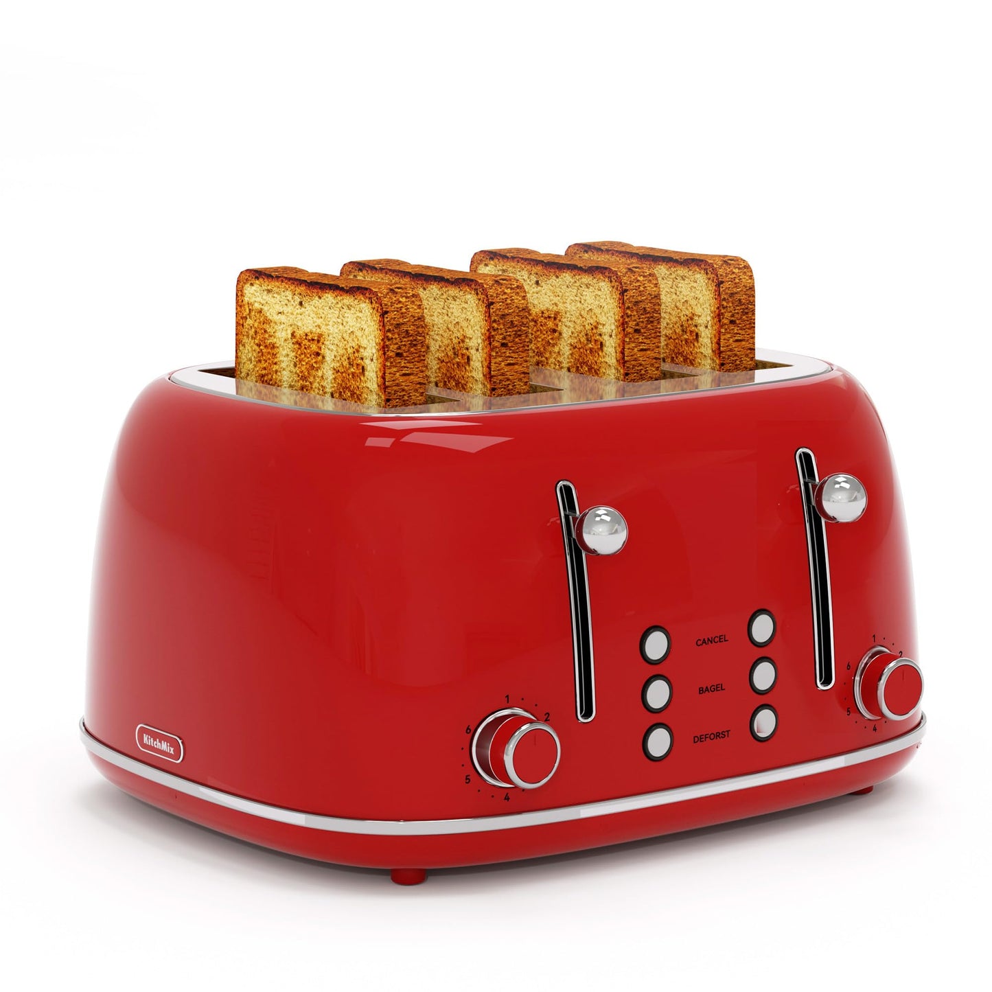 Toaster 4 Slice, Retro Stainless with 6 Bread Shade Settings,1.5''Wide Slots Toaster with Cancel/Defrost/Reheat Functions,Dual Independent Control Panel, Removal Crumb Tray (White)