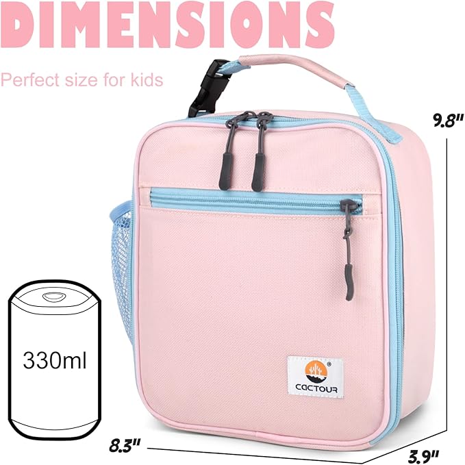 Lunch Box Kids,Premium Insulated Lunch Bag for Girls Boys,Soft Bag Mini Cooler Back to School Thermal Reusable Lunch Bag for Work School Picnic (Pink)