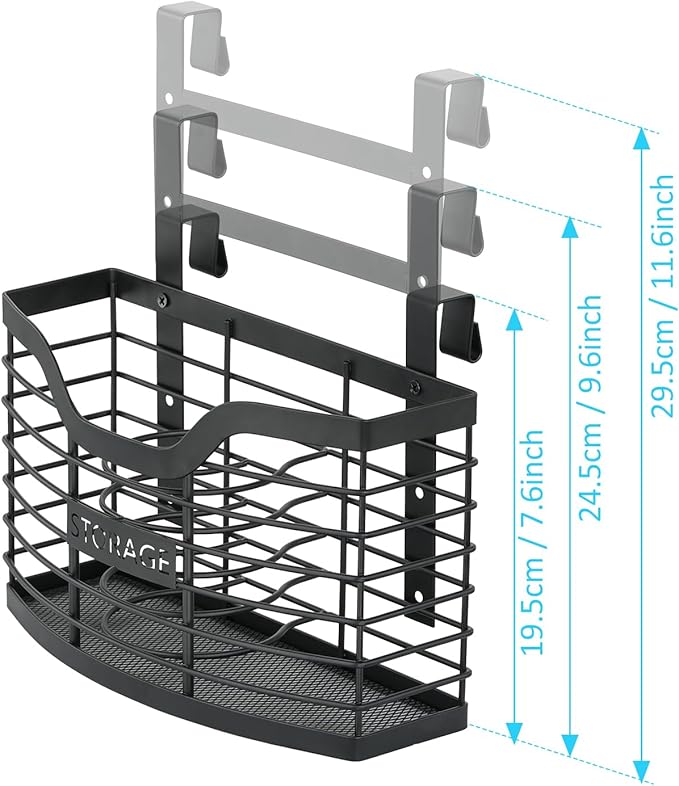 Hair Tool Organizer, Stainless Steel Hair Dryer Holder for Dresser, Bathroom Countertop & Cabinet Door, Wall Mount Storage Basket for Holding Hairdressing Curler, Blow Dryers, Shaver, Comb