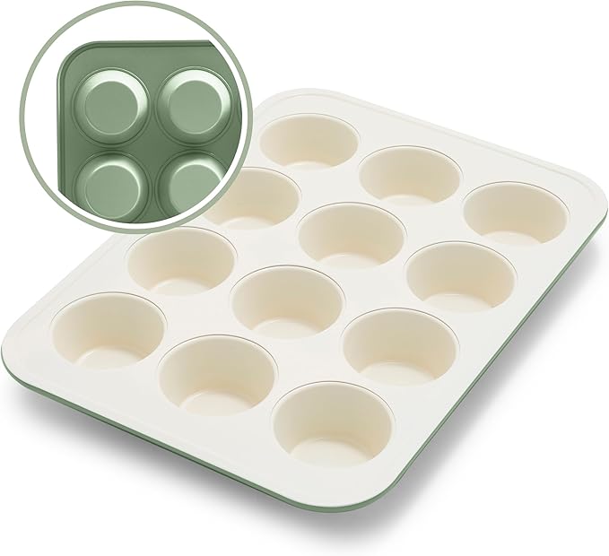 GreenLife 12 Cup Ceramic Nonstick Muffin Pan, Navy