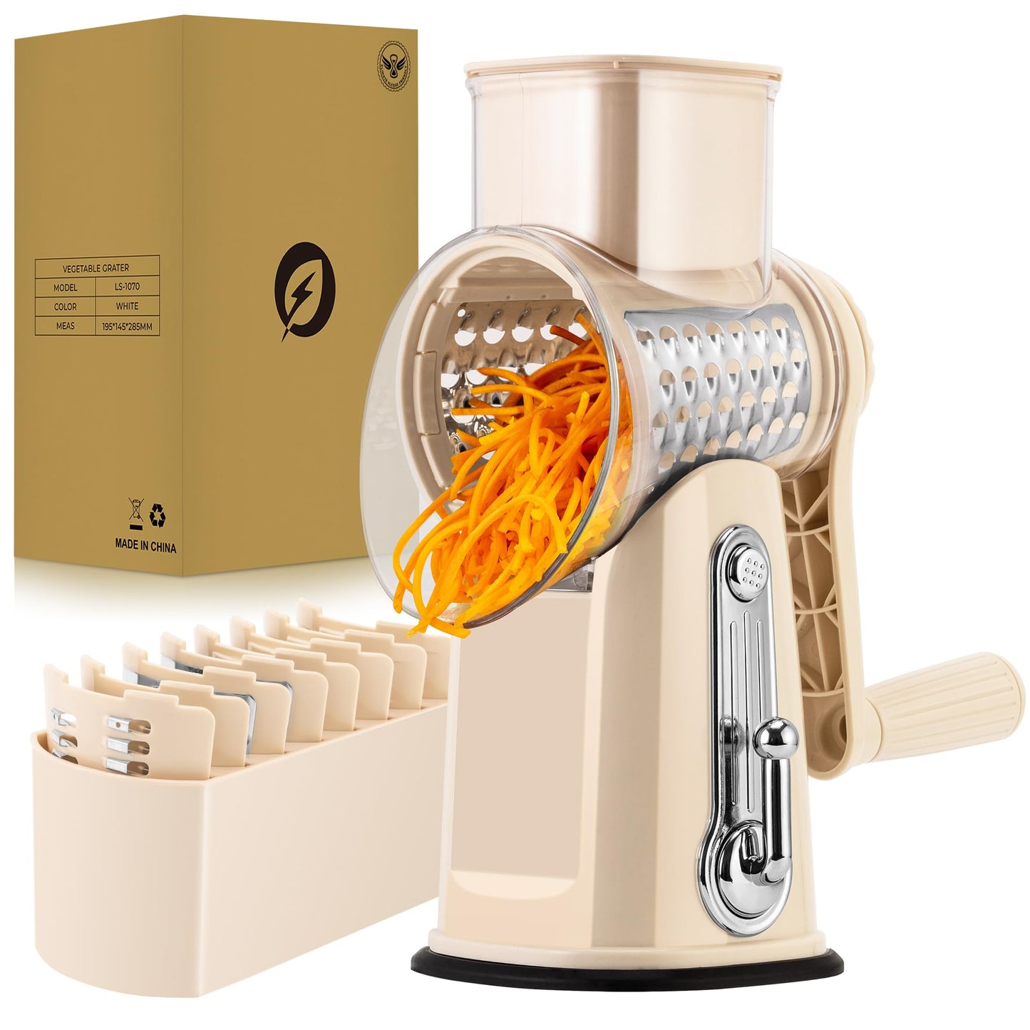 SUSTEAS Rotary Cheese Grater 5 Blades,Kitchen Mandoline Vegetable Slicer
