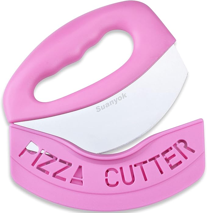 Suanyok Pizza Cutter Stainless Steel Rocker Blade with Cover(Gray)