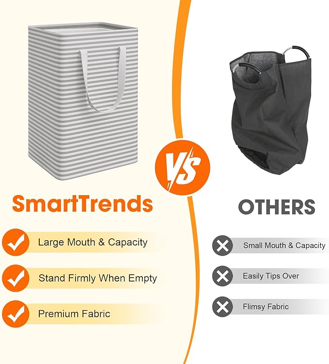 3 Pack Large Laundry Basket,Waterproof & Freestanding Laundry Hamper,Collapsible Clothes Hampers with Easy Carry Long & Reinforced Handles in Bathroom,College Dorm(125Lx3,Gray)