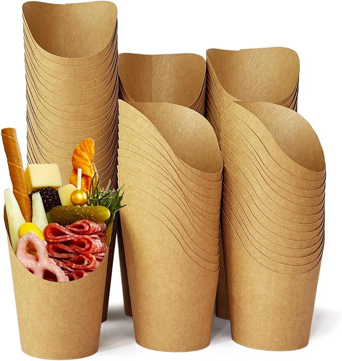 CAMKYDE 100 Pcs French Fries Holder, 12oz Disposable Paper French Fry Cups Black Charcuterie Cups for all Occasions (12oz, Black)