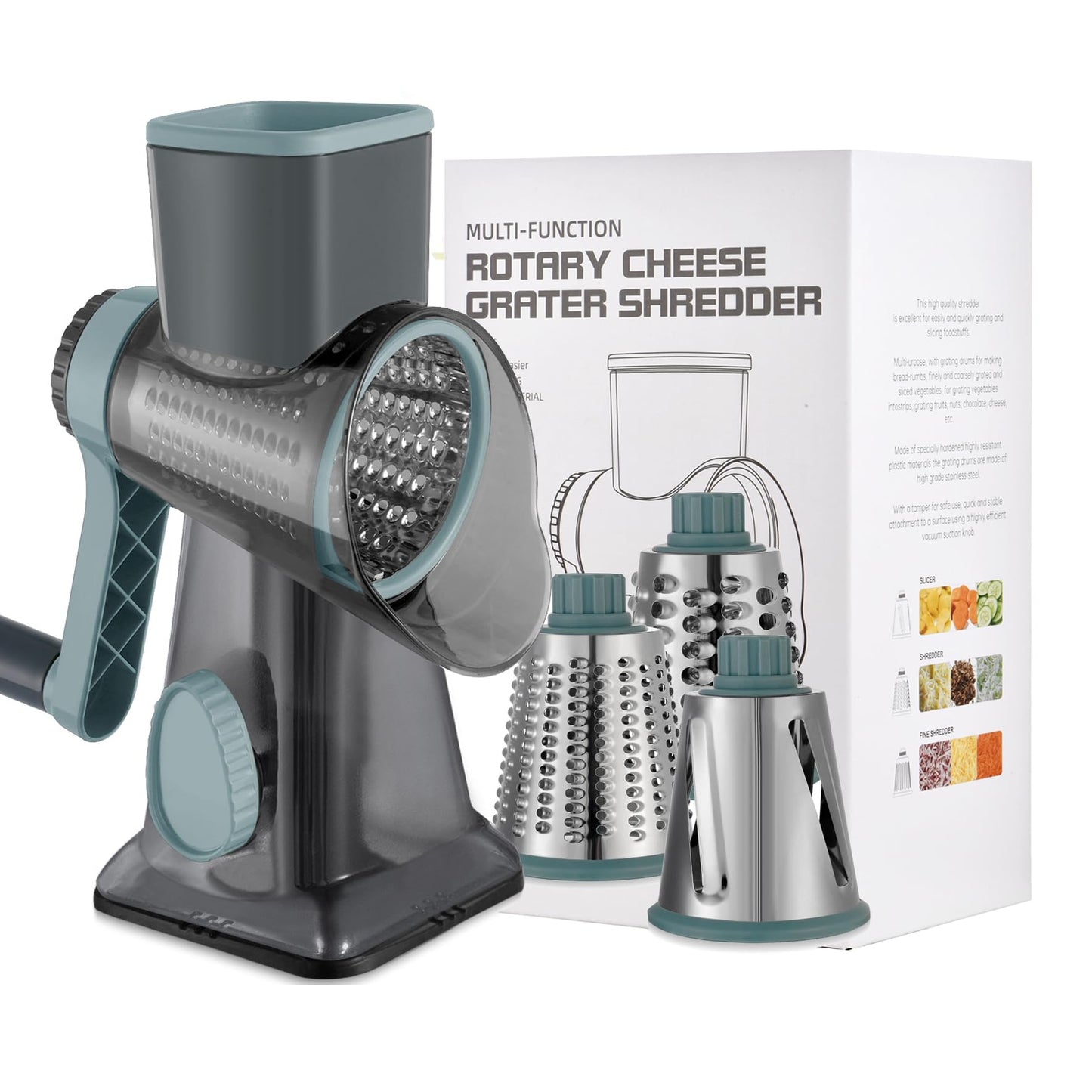 EDEFISY Cheese Grater Hand Crank Rotary Vegetables Shredder with Handle