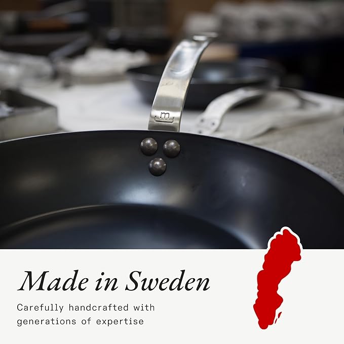 Made In Cookware - Carbon Steel Griddle + Grill Press - Professional Cookware - Crafted in Sweden - Induction Compatible