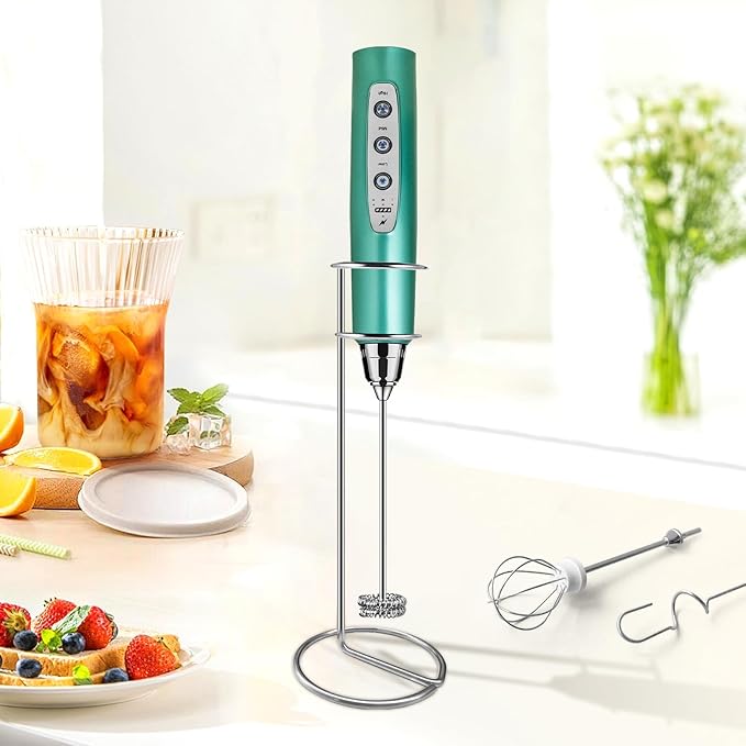 Milk Frother Wand Rechargeable Handheld Electric Whisk 3 Speed Adjustable