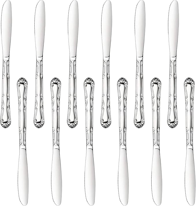 New Star Foodservice Rose Pattern Stainless Steel Oyster Fork, 5.8-Inch, Set of 12, Commercial Grade