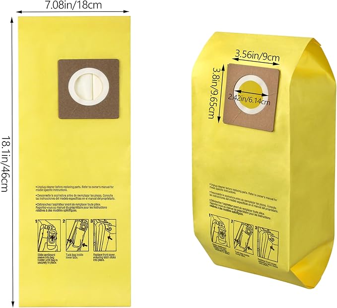 ORTVS AH10243 Disposable Vacuum Bag for Hoover Commercial CU2 Vacuum Cleaner CH54013 CH54015 CH54113 CH54115 Upright Bags for HushTone Replacement, Yellow (10 Pack)