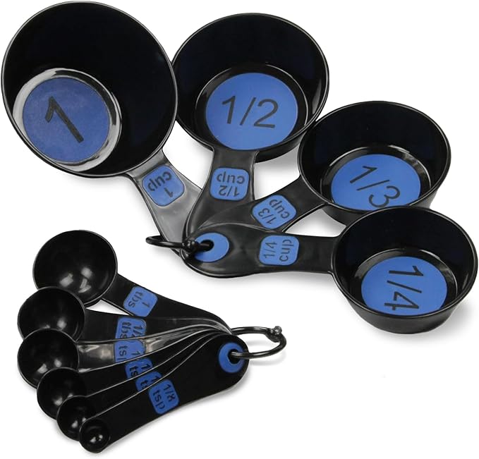 Chef Craft Easy to Read Plastic Measuring Cup Set, 10 Piece, white
