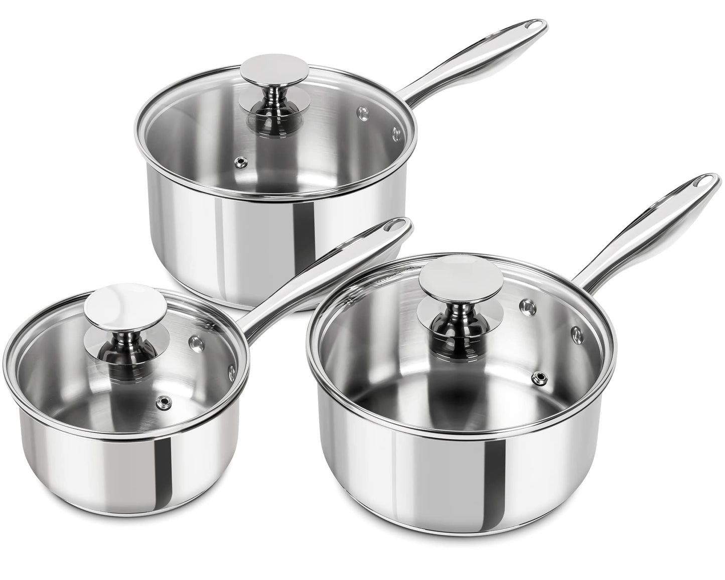 MICHELANGELO 3 Quart Saucepan with Lid & Steamer, Stainless Steel Sauce Pan with Triply Bottom, 3 QT Sauce Pot, Nonstick Saucepan Induction Compatible