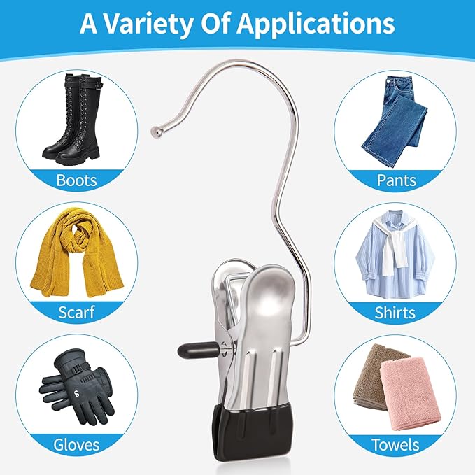 30 Pack Heavy Hanger Clips for Closet, Laundry Hooks Hanging Clips with, Clothespin for Clothes Pants,Clothes Pins Multi-Purpose Clip Big Hangers & Pants Clip Hangers for Hats Socks Towels Travel