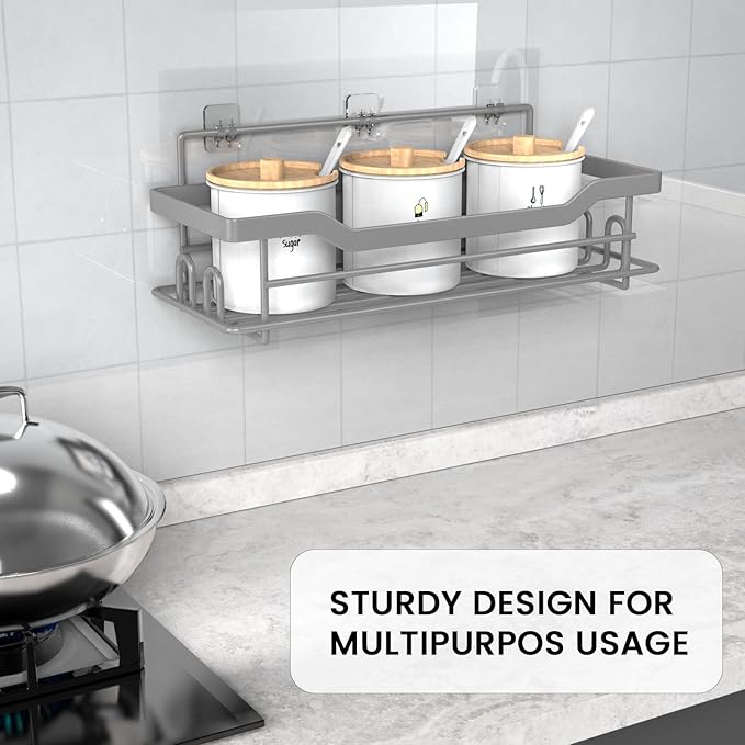 Shower Caddy Shelves Organizer, Single Pack, No Drilling Wall Mounted Self Adhesive Shower Shelves, Paint Nickel