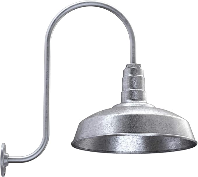 11" Straight Arm Barn Light Outdoor | Farmhouse | Modern Gray/Brass