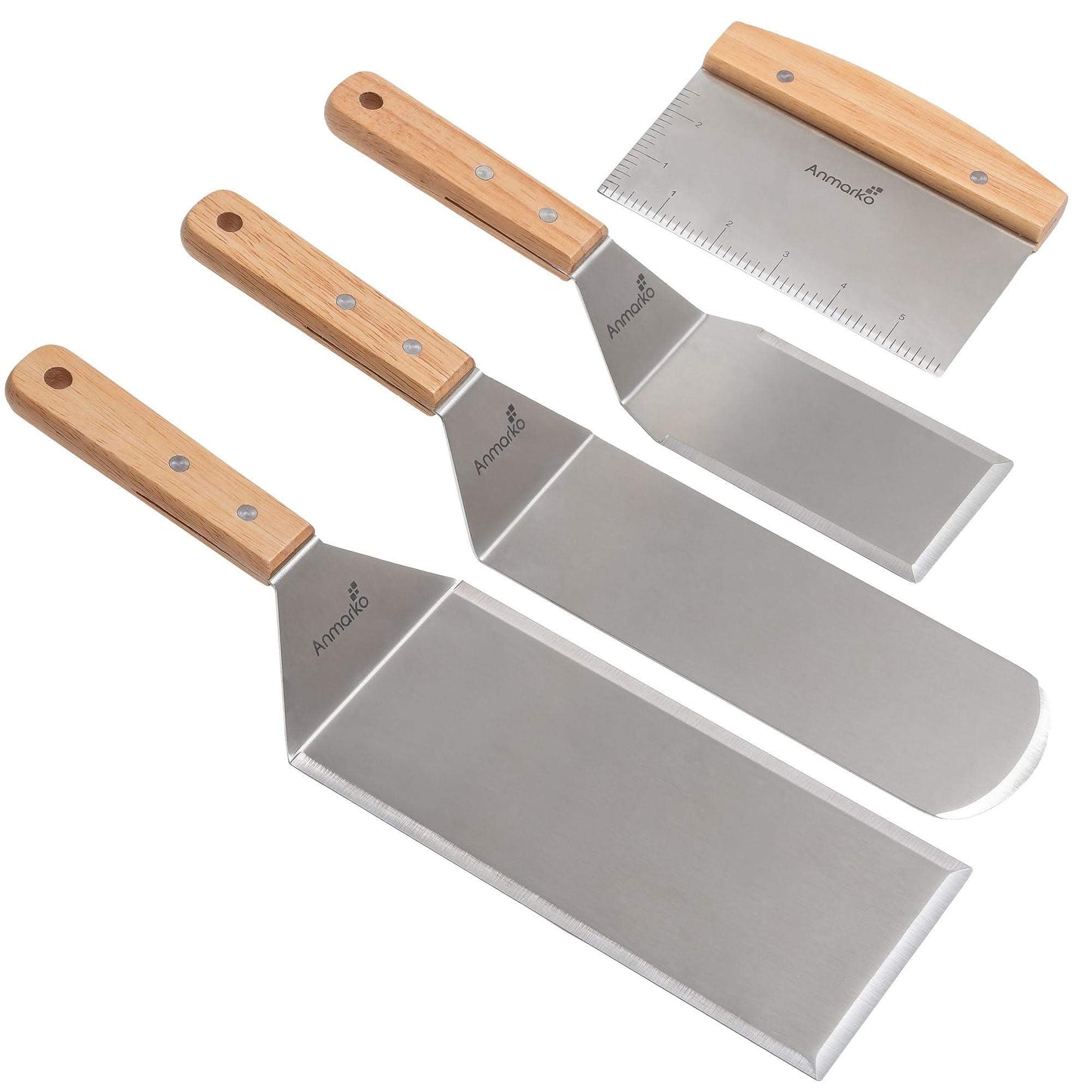 Metal Spatula Griddle Accessories Set - Griddle Scraper Flat Spatula Pancake Flipper Hamburger Turner - Metal Utensil great for BBQ Grill Flat Top Cast Iron Griddle - Commercial Grade