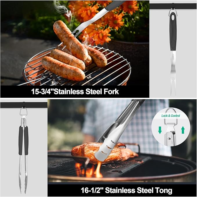 HAUSHOF BBQ Grill Accessories Set, 15PCS Stainless Steel Grill Tools