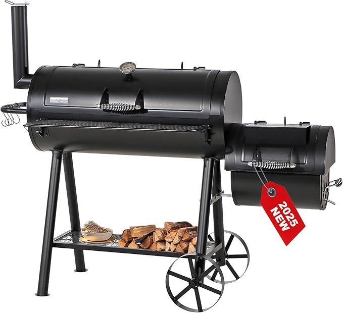 Offset Smoker Charcoal Grills with 37 Inch Cook Chamber for Outdoor Cooking