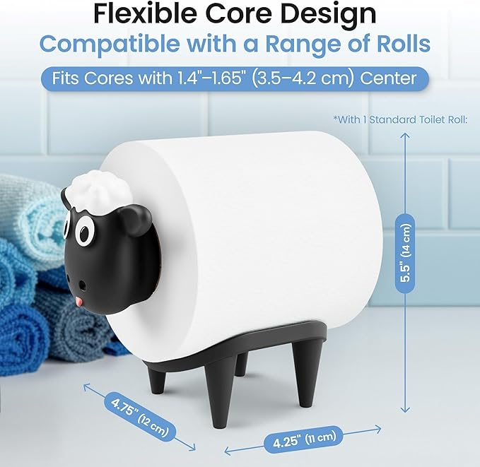 Sheep Toilet Paper Holder 1 Pack, Cute Animal Toilet Paper Holder, Unique Farmhouse Bathroom Decor and Accessories, Modern Tissue Roll Storage, Funny Home Gift Set