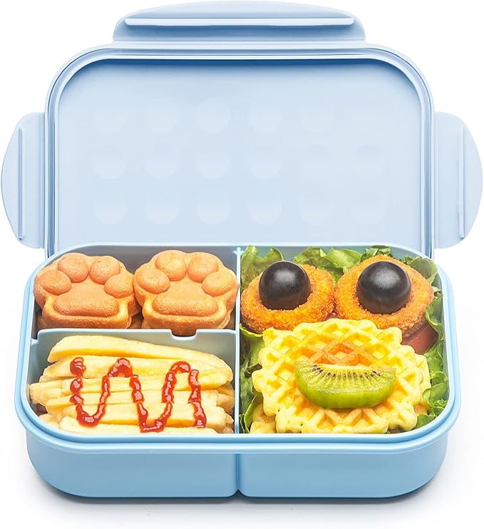 MISS BIG® Bento Lunch Box for Adults & Kids, 1900ml, 3 Compartments, White