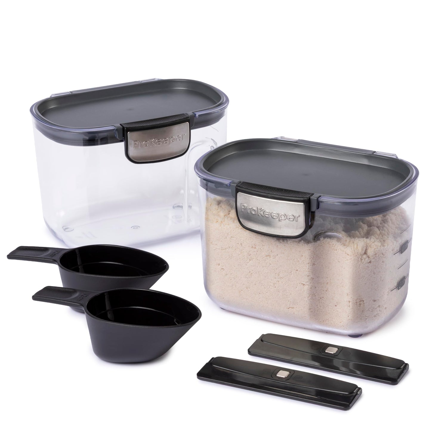 Progressive International ProKeeper+ Clear Plastic Airtight Food Baker's Kitchen Storage Organization Container Canister Set with Magnetic Accessories, 2- Piece Set (Cereal 4.5-Quart)