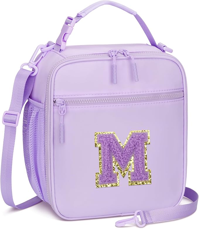 CLOUDWINGS Lunch Box Kids Large Initial Insulated Lunch Bag for Girls