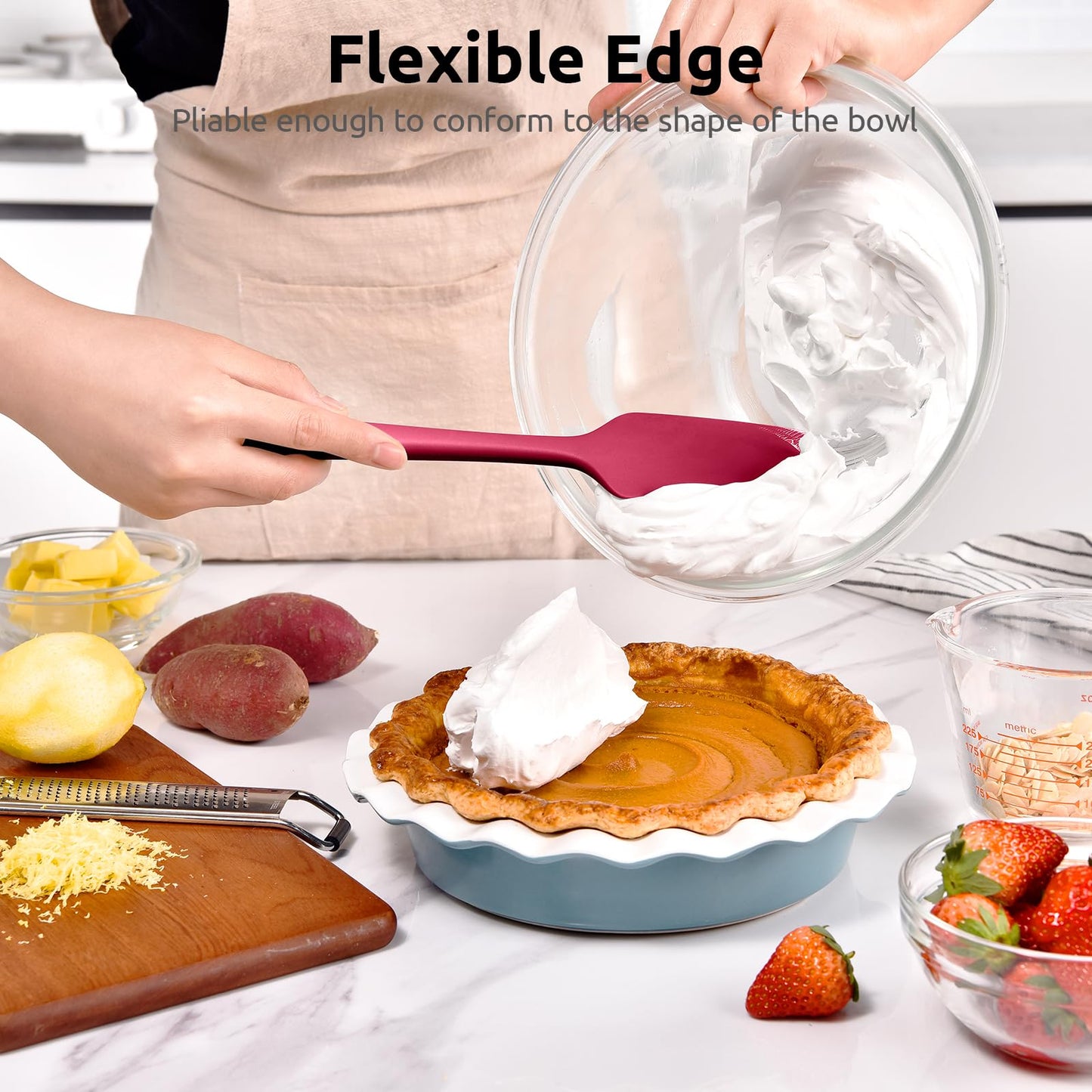 U-Taste 600°F Heat Resistant Food Grade Silicone Spatula, 4-Pcs, Multicolor