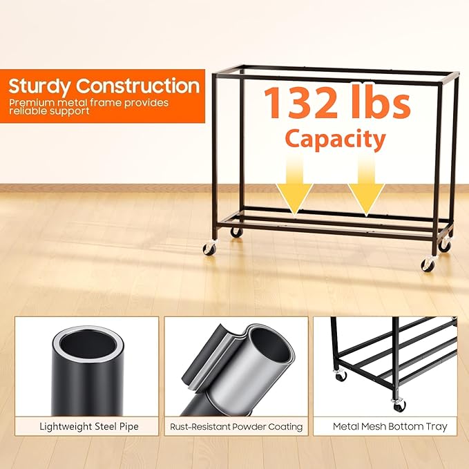 300L Laundry Hamper with Wheels, Rolling Laundry Basket with Metal Frame and Removable Bag, Large & Tall Dirty Clothes Hampers for Bedroom Aesthetic, Laundry Room, Bathroom, Dorm-Black