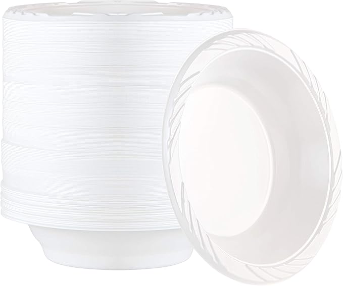 100 Count Disposable 6 Inch White Plastic Dessert Plates