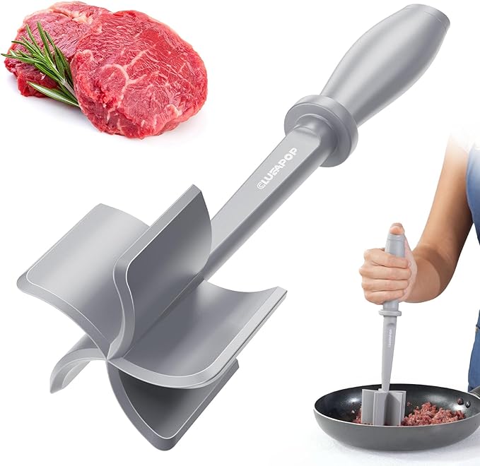 CLUEAPOP Heat Resistant Nylon Meat Chopper and Potato Masher, Safe for Non-Stick Cookware, 11-Inch,Heat Resistant Meat Masher for Hamburger Meat, Ground Beef Smasher, Potato Masher Tool