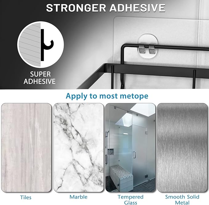 Moforoco 2 Pack Shower Caddy Adhesive for Replacement, No Drilling Strong Transparent Adhesive for Shower Caddy, Soap Holder, Bathroom Storage Shelves and Kitchen Racks