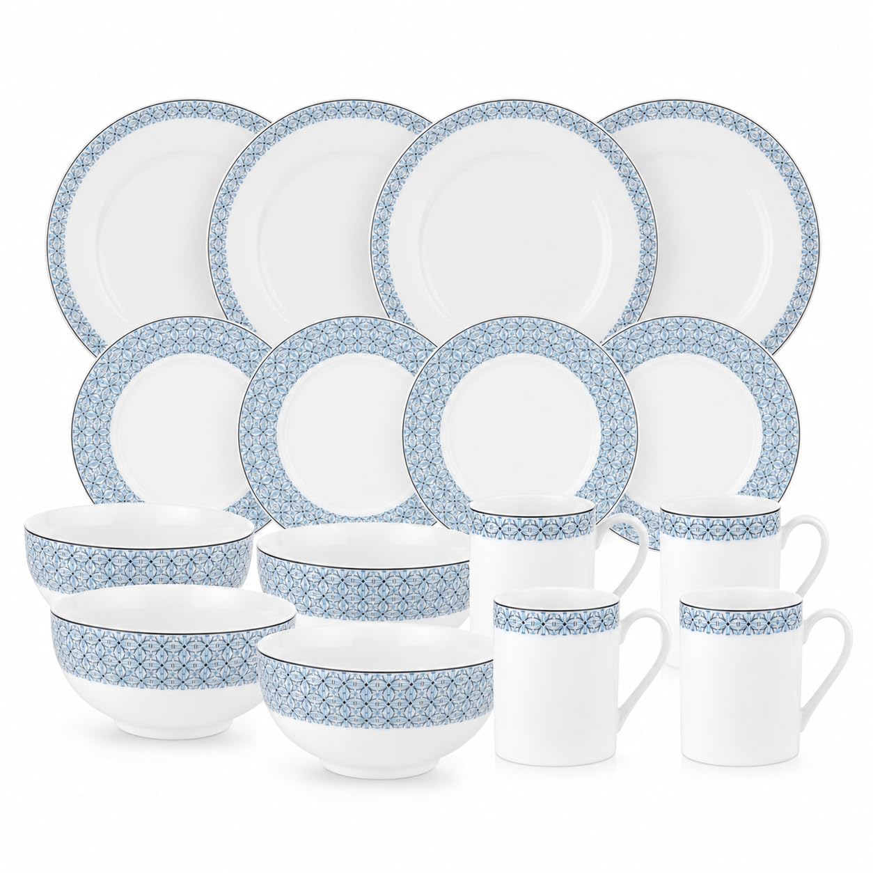 Portmeirion Home Mallorca Dinnerware Set - Blue, Set of 16