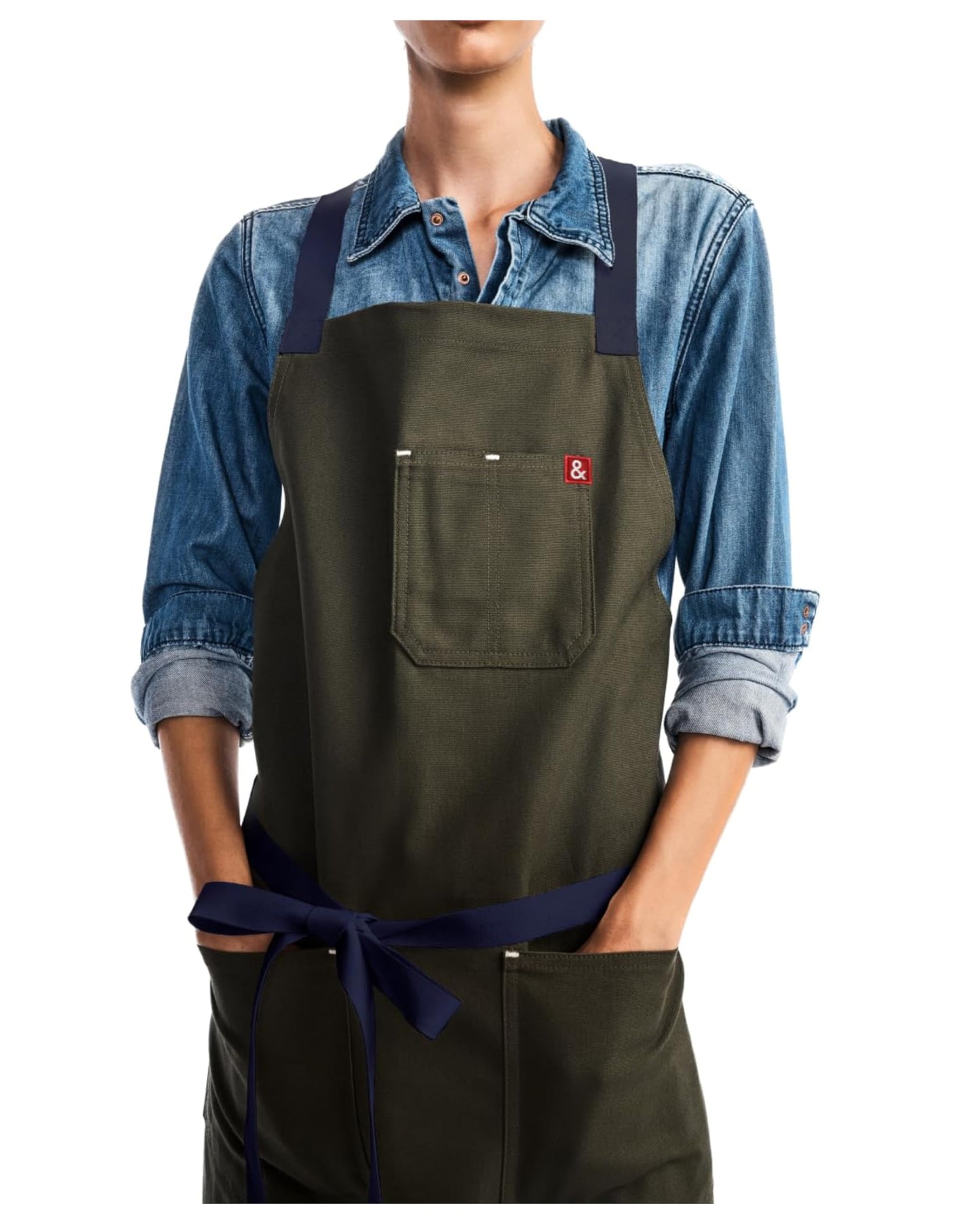 hedley & bennett Crossback Chef Apron, Pockets & Towel Loop, Oyster Gray