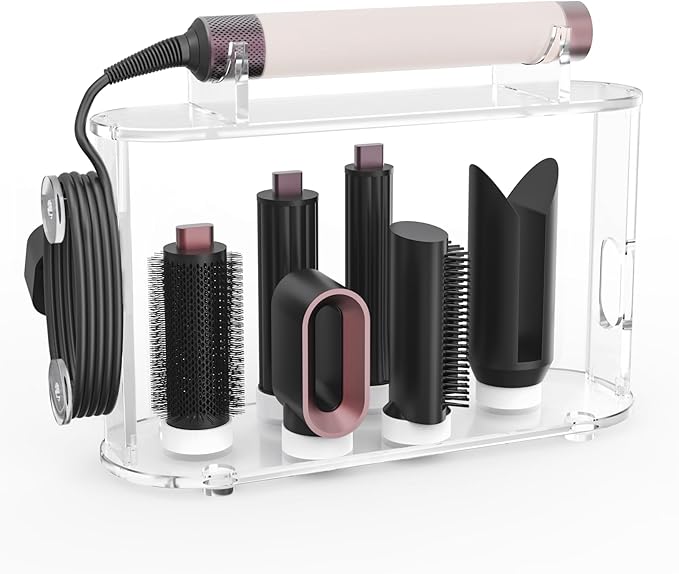 Affogato Acrylic Storage Holder Compatible with All Dyson Airwrap Styler Accessories, 6 Holes Countertop Organizer Stand for Diffuser Long Barrel Attachments for Bathroom