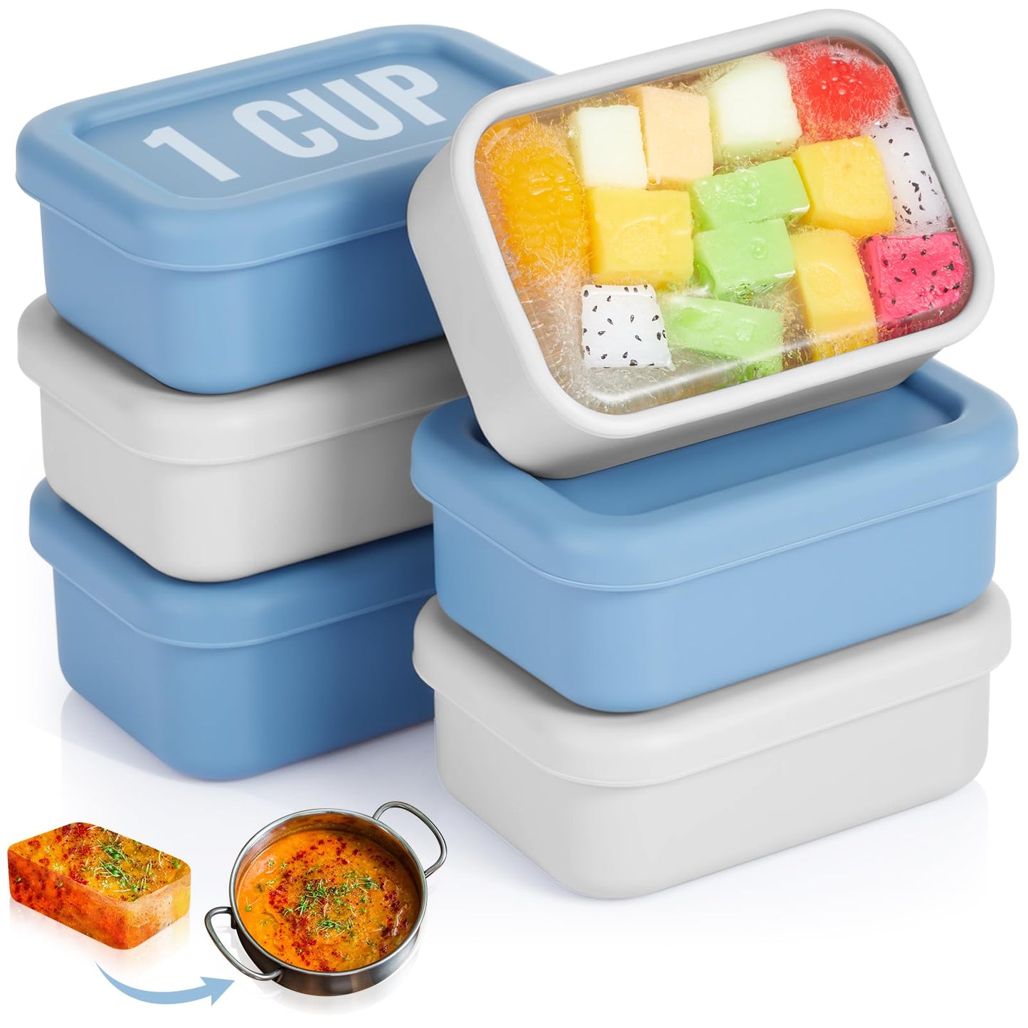Teenyyou 6 Pcs 1 Cup Silicone Freezer Molds, Dark Blue, Gray
