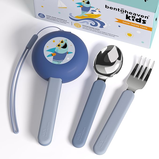 Bentoheaven Kids Utensils Set with Case, Reusable Fork & Spoon, Dachshund