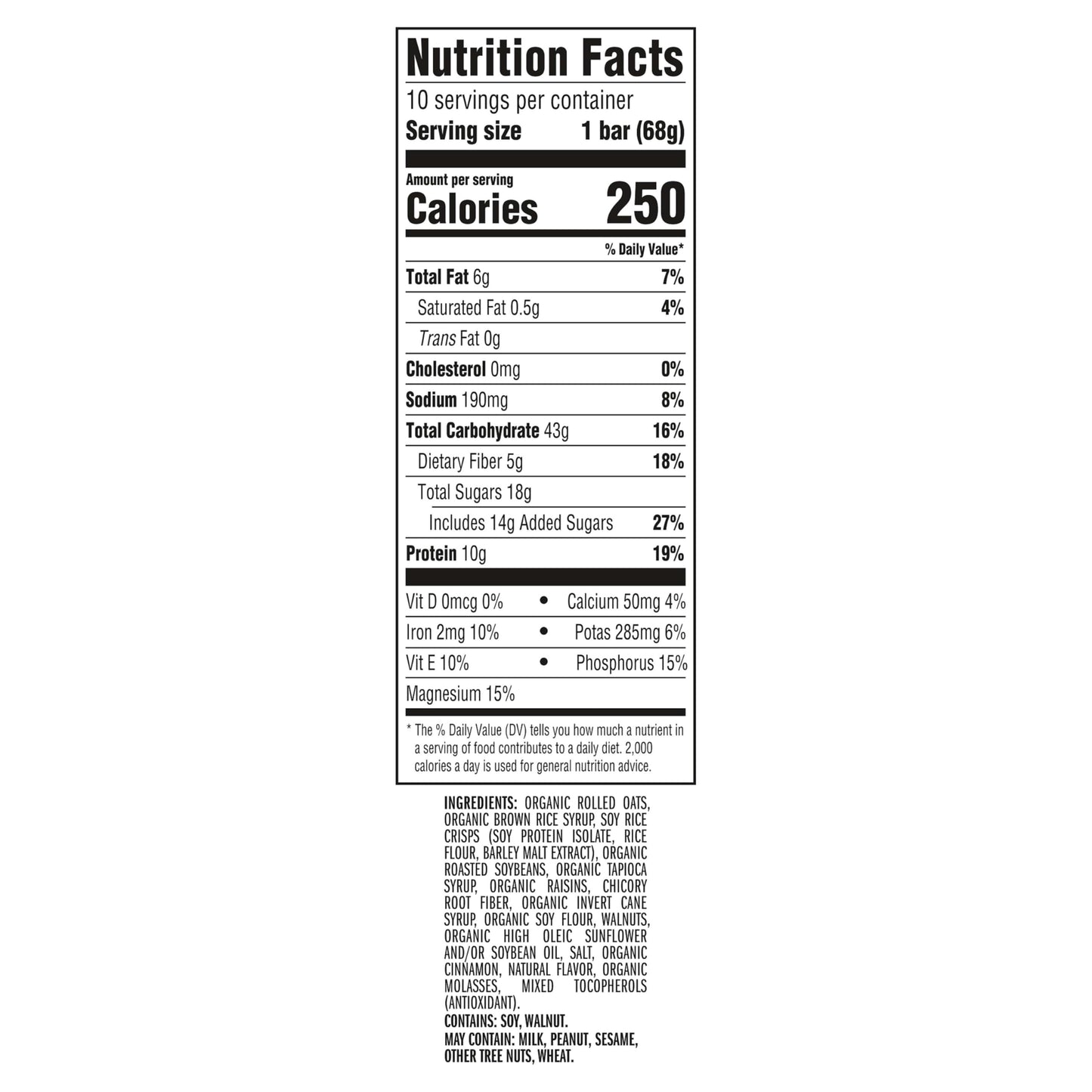 CLIF BAR Protein Energy Bars, Oatmeal Raisin Walnut, 10ct