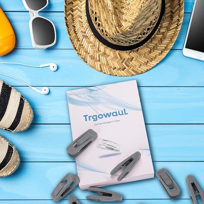 Trgowaul Velvet Hangers Clips, Pants Hangers Velvet Clips, Strong Finger Clips Perfect for Thin Velvet Hangers