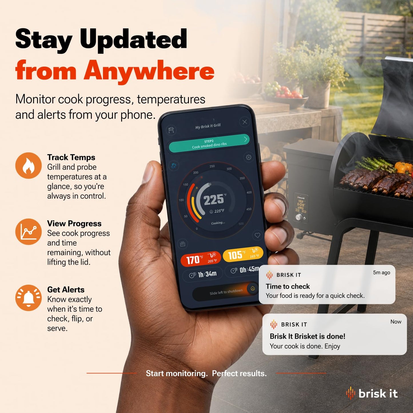 Brisk It Zelos-450 Wood Pellet Grill & Smoker, 450 Sq In, WiFi and A.I.