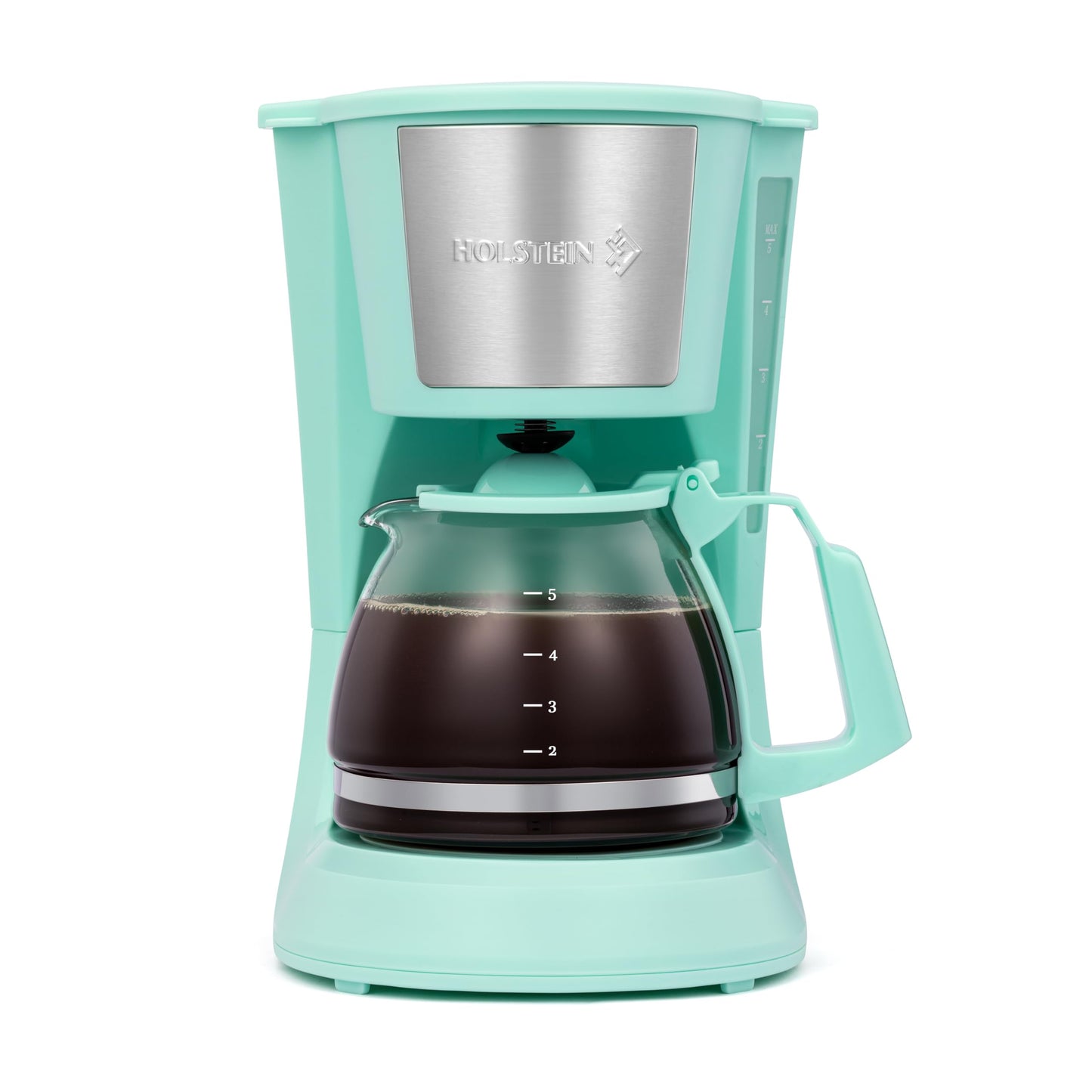 Holstein Housewares 5 Cup Drip Coffee Maker – Compact and User-Friendly with Auto Pause & Serve, Reusable Filter, Measuring Spoon & Glass Carafe, Office & Dorm Use, Yellow