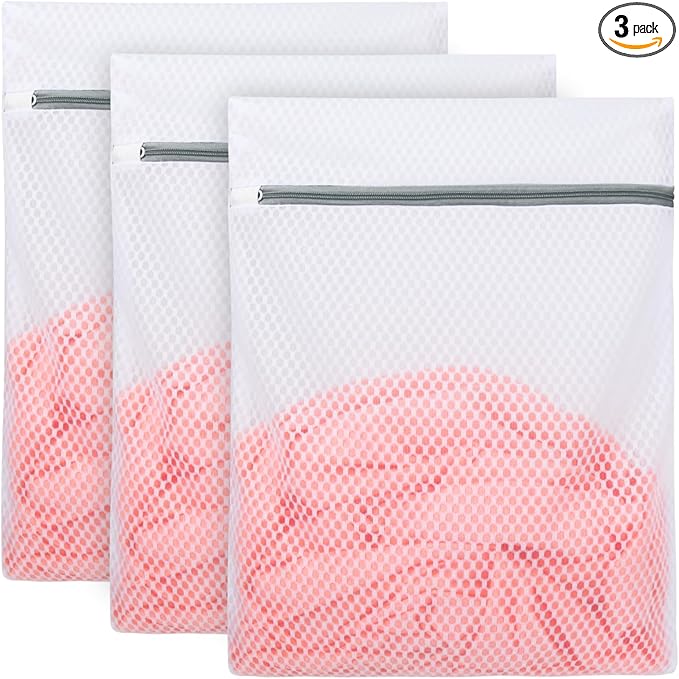 Vivifying 3Pcs Mesh Laundry Bags for Delicates, Honeycomb Mesh Wash Bags with Zipper for Washing Machine, Shoes, Lingerie, Socks and Stuffed Toys (Medium, 12.5 x 16Inches)