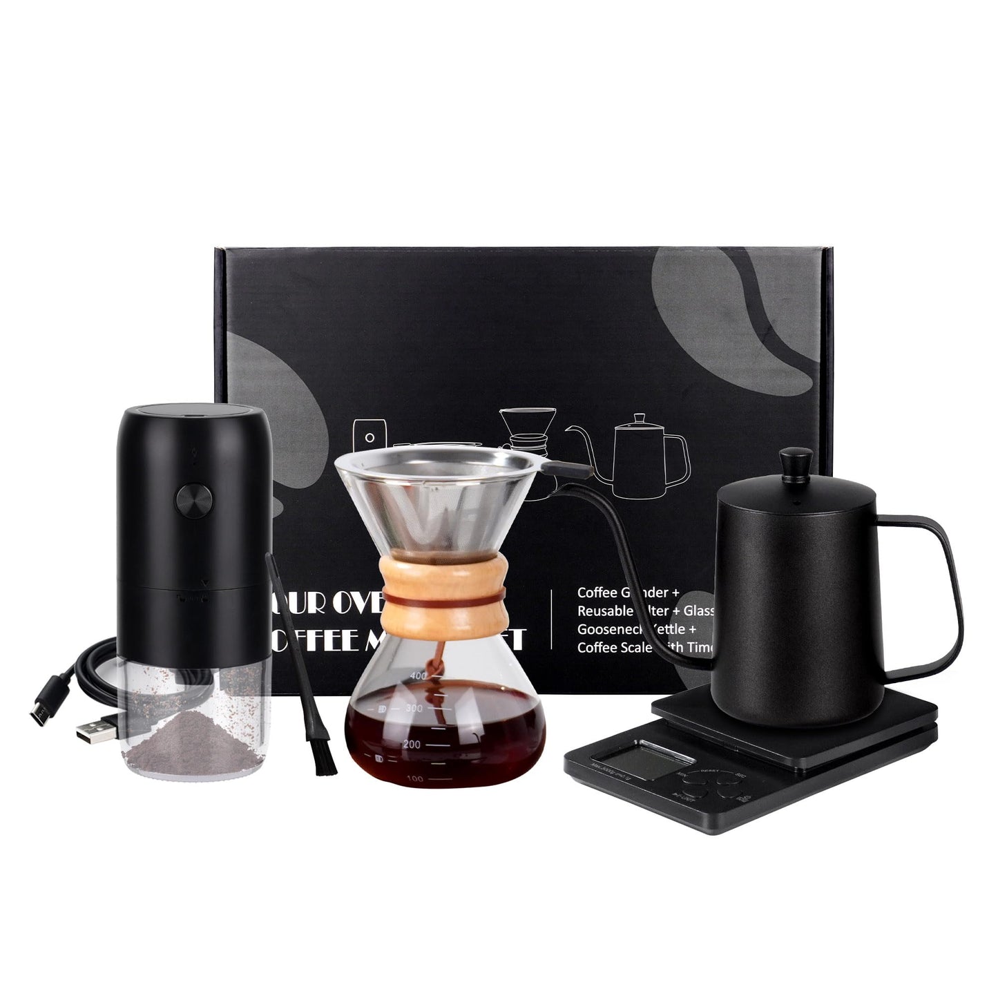 Pour Over Coffee Maker Set, Coffee Pour Over Dripper Kit with Kettle