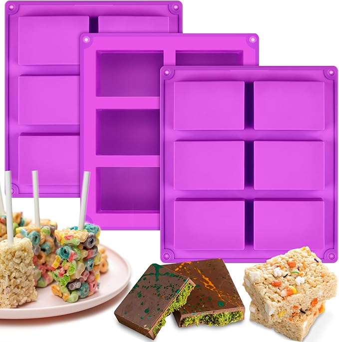 Puyeipt Rice Krispie Treat Molds, 3 Pack, 18 Cavity