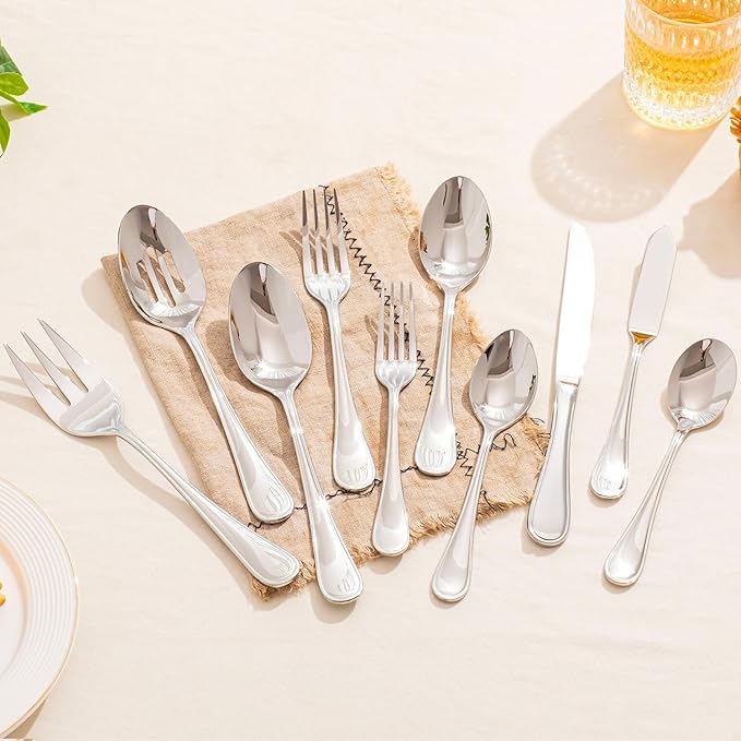 KINGSTONESilverware Set, 18/10 Stainless Steel, Silver